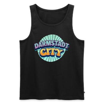 Darmstadt Germany City Font Pop Art Comic - Men's Premium Organic Tank Top - black - Front - AI Model Male 178 light (178cm)