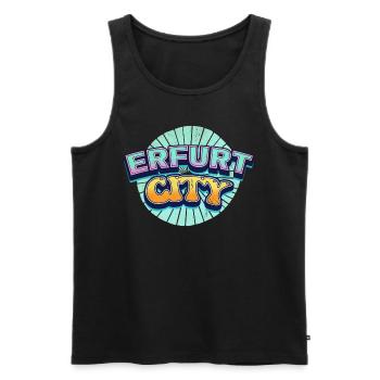 Erfurt Germany City Font Pop Art Comic - Men's Premium Organic Tank Top - black - Front - AI Model Male 178 light (178cm)