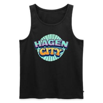 Hagen Deutschland Stadt Schrift Pop Art Comic - Männer Premium Bio Tank Top - Schwarz - Vorne - Michal (187cm)