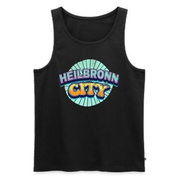 Heilbronn Germany City Font Pop Art Comic - Men's Premium Organic Tank Top - black - Front - AI Model Male 178 light (178cm)