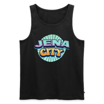 Jena Germany City Font Pop Art Comic - Men's Premium Organic Tank Top - black - Front - AI Model Male 178 light (178cm)