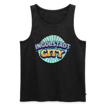 Ingolstadt Germany City Font Pop Art Comic - Men's Premium Organic Tank Top - black - Front - AI Model Male 178 light (178cm)