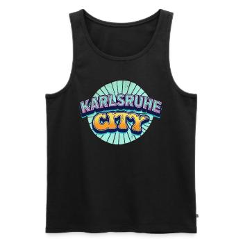 Karlsruhe Allemagne City Font Pop Art Comic - Débardeur bio Premium Homme - noir - Devant - Michal (187cm)