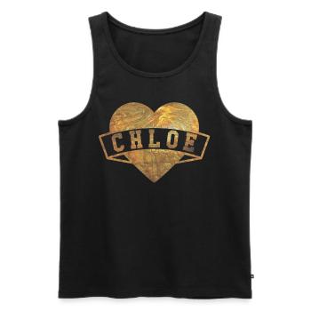 Chloe Herzen Gold - Männer Premium Bio Tank Top - Schwarz - Vorne - AI Model Male 178 light (178cm)