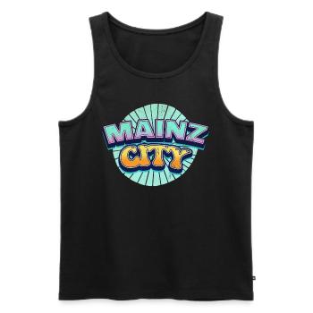 Mainz Germany City Font Pop Art Comic - Men's Premium Organic Tank Top - black - Front - AI Model Male 178 light (178cm)