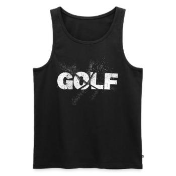 Golf Golfen Golfspieler Sport Hobby Splash Grunge - Männer Premium Bio Tank Top - Schwarz - Vorne - Michal (187cm)