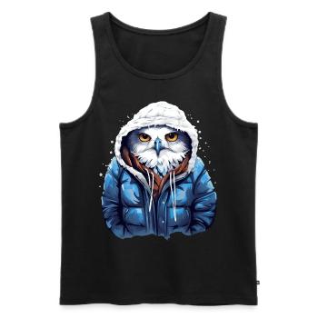 Street style snowy owl | Owl lovers - Men's Premium Organic Tank Top - black - Front - AI Model Male 178 light (178cm)