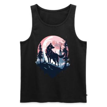 Wolf Mond Nacht Natur Wildnis Abenteuer Wald Wölfe - Männer Premium Bio Tank Top - Schwarz - Vorne - AI Model Male 178 light (178cm)