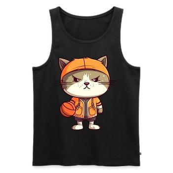 Basketball Cat - Men's Premium Organic Tank Top - black - Front - Michal (187cm)