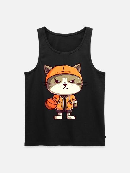 Basketball Cat - Men's Premium Organic Tank Top - black