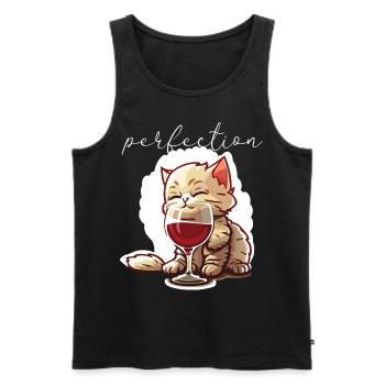 Cute cat with wine - Men's Premium Organic Tank Top - black - Front - AI Model Male 178 light (178cm)