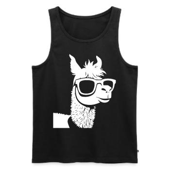 Lustiges Alpaka mit Sonnenbrille Coole Alpakas - Männer Premium Bio Tank Top - Schwarz - Vorne - Michal (187cm)