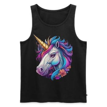 Unicorn Head - Men's Premium Organic Tank Top - black - Front - AI Model Male 178 light (178cm)