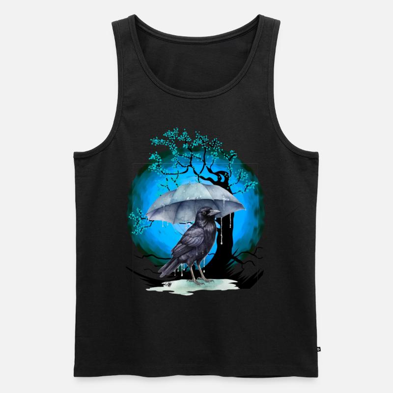 Baum Kirschblüte Vogel - Männer Premium Bio Tank Top - Schwarz