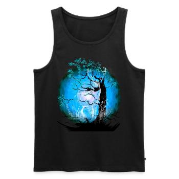 Tree, Nature, Deer, Deer, Forest Animals, Wild Roebuck - Men's Premium Organic Tank Top - black - Front - AI Model Male 178 light (178cm)