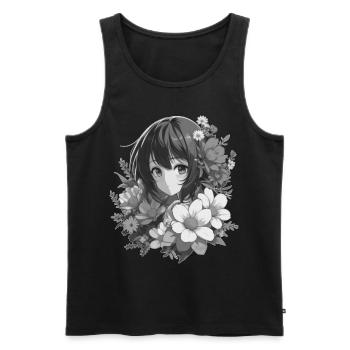 Fille aux fleurs 🌸 - 2 - Débardeur bio Premium Homme - noir - Devant - Michal (187cm)