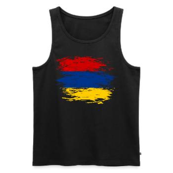 Drapeau de l'Arménie utilisé - Débardeur bio Premium Homme - noir - Devant - AI Model Male 178 light (178cm)
