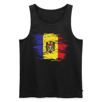 Moldau Flagge used - Männer Premium Bio Tank Top - Schwarz - Vorne - AI Model Male 178 light (178cm)