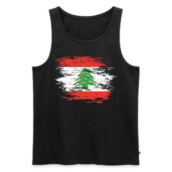 Drapeau du Liban utilisé - Débardeur bio Premium Homme - noir - Devant - Michal (187cm)