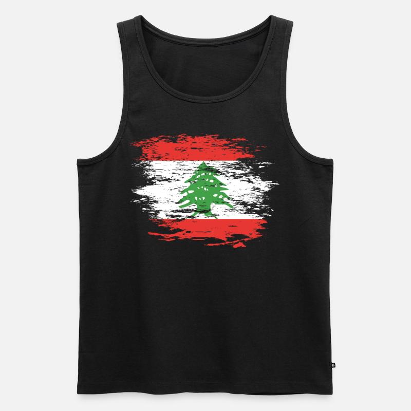 Libanon Flagge used - Männer Premium Bio Tank Top - Schwarz