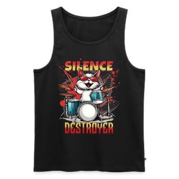 Tambours Tambours Silence Destructeur Chat Drôle - Débardeur bio Premium Homme - noir - Devant - Michal (187cm)