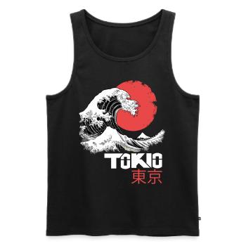 Tokio Japan Asien Meer Welle Berg Sonne Stadt - Männer Premium Bio Tank Top - Schwarz - Vorne - Michal (187cm)