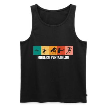 Moderner Fünfkampf - Fechten Schwimmen Reiten - Männer Premium Bio Tank Top - Schwarz - Vorne - AI Model Male 178 light (178cm)