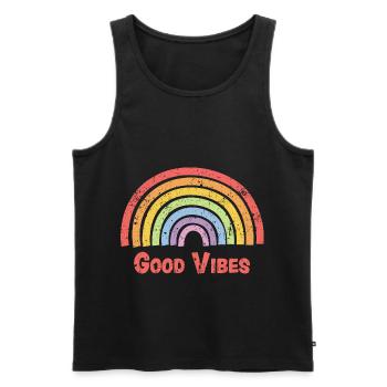 Good Vibes Vintage - Männer Premium Bio Tank Top - Schwarz - Vorne - Michal (187cm)