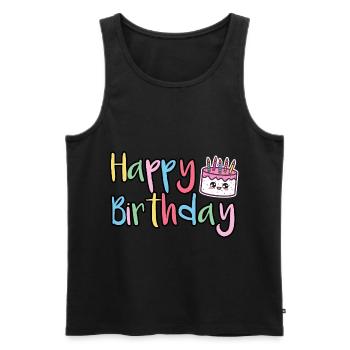 Joyeux anniversaire Joyeux gâteau d’anniversaire - Débardeur bio Premium Homme - noir - Devant - Michal (187cm)