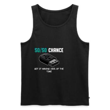USB 50/50 Humorous Person Gift - Men's Premium Organic Tank Top - black - Front - Michal (187cm)