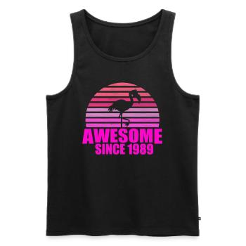 Flamingo 33rd birthday - Brilliant since 1989 - Men's Premium Organic Tank Top - black - Front - Michal (187cm)