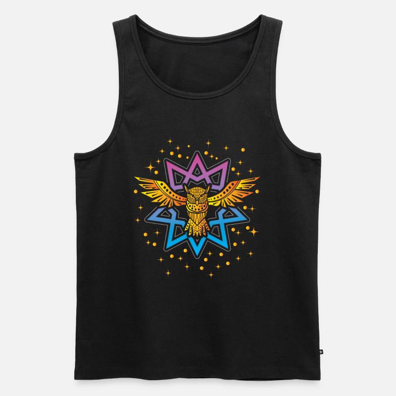 Eule Boho Gold Symbol - Männer Premium Bio Tank Top - Schwarz