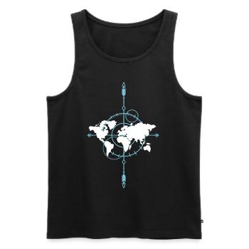 Great world map with compass gift for travelers - Men's Premium Organic Tank Top - black - Front - Michal (187cm)