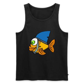 Poisson rouge malin Avec nageoire de requin - Débardeur bio Premium Homme - noir - Devant - Michal (187cm)