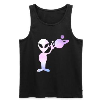 Alien Peace Universum - Männer Premium Bio Tank Top - Schwarz - Vorne - AI Model Male 178 light (178cm)