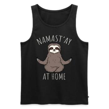 Cadeau de méditation yoga paresseux Namaste At Home - Débardeur bio Premium Homme - noir - Devant - Michal (187cm)