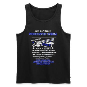 Kein perfekter Sohn- verrückte Mutter Spruch - Männer Premium Bio Tank Top - Schwarz - Vorne - AI Model Male 178 light (178cm)