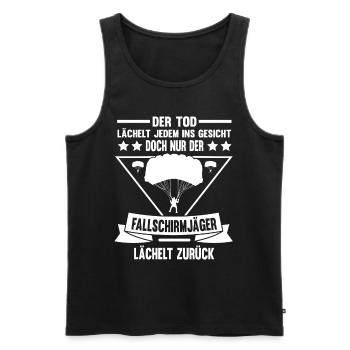 Nur Der Fallschirmjäger Lächelt Zurück Geschenk - Männer Premium Bio Tank Top - Schwarz - Vorne - Michal (187cm)