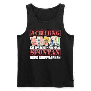 Briefmarke Briefmarken Sammler Geschenk - Männer Premium Bio Tank Top - Schwarz - Vorne - Michal (187cm)