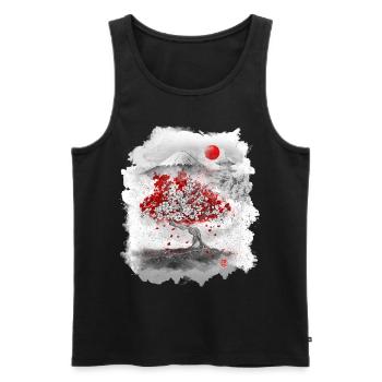Mount Fuji hinter einem Kirschbaum - Männer Premium Bio Tank Top - Schwarz - Vorne - AI Model Male 178 light (178cm)