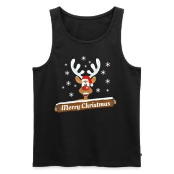 Rudolph Reindeer Merry Christmas - Männer Premium Bio Tank Top - Schwarz - Vorne - AI Model Male 178 light (178cm)