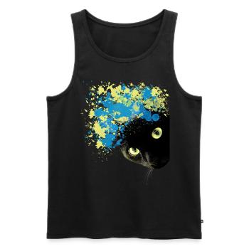 Black Cat Water Color - Männer Premium Bio Tank Top - Schwarz - Vorne - AI Model Male 178 light (178cm)