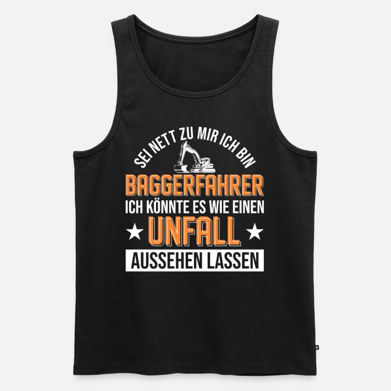 Baggerfahrer Unfall Bagger Geschenk - Männer Premium Bio Tank Top - Schwarz