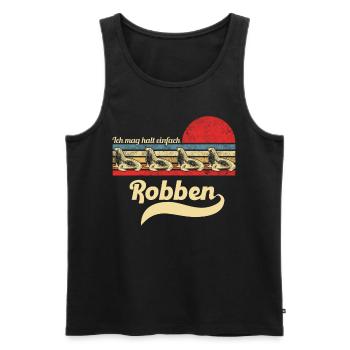 Seehund Retro Vintage Robbe Geschenk - Männer Premium Bio Tank Top - Schwarz - Vorne - Michal (187cm)