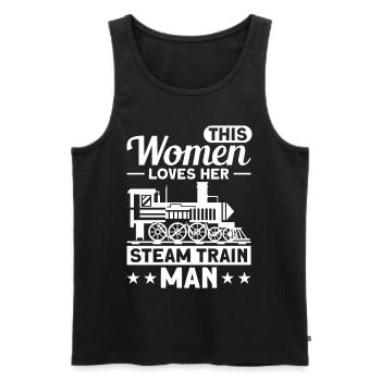 Locomotive train vapeur cadeau de locomotive - Débardeur bio Premium Homme - noir - Devant - Michal (187cm)