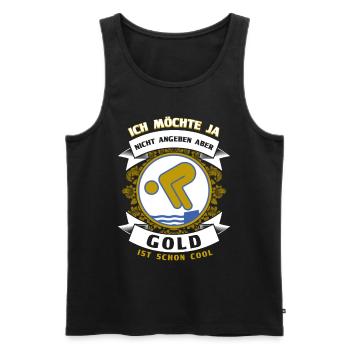 Schwimmen Schwimmer Gold Geschenk - Männer Premium Bio Tank Top - Schwarz - Vorne - Michal (187cm)
