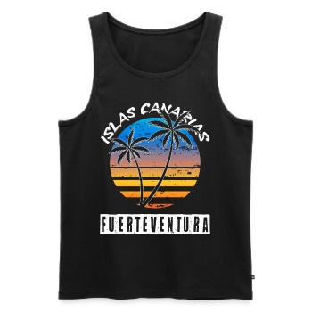 Fuerteventura Sommer Sonne Strand Meer Palmen - Männer Premium Bio Tank Top - Schwarz - Vorne - AI Model Male 178 light (178cm)