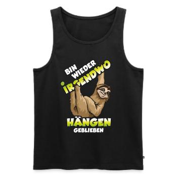 Lustiges Faultier mit Spruch - Männer Premium Bio Tank Top - Schwarz - Vorne - Michal (187cm)