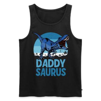 Daddy Saurus Dadsaurus Dinosaur Family - Men's Premium Organic Tank Top - black - Front - Michal (187cm)