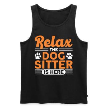 Détendez-vous le dog sitter est ici - Débardeur bio Premium Homme - noir - Devant - AI Model Male 178 light (178cm)